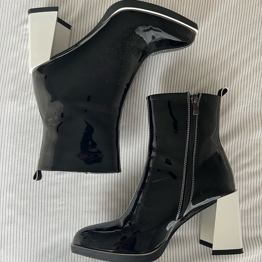 Black and white booties